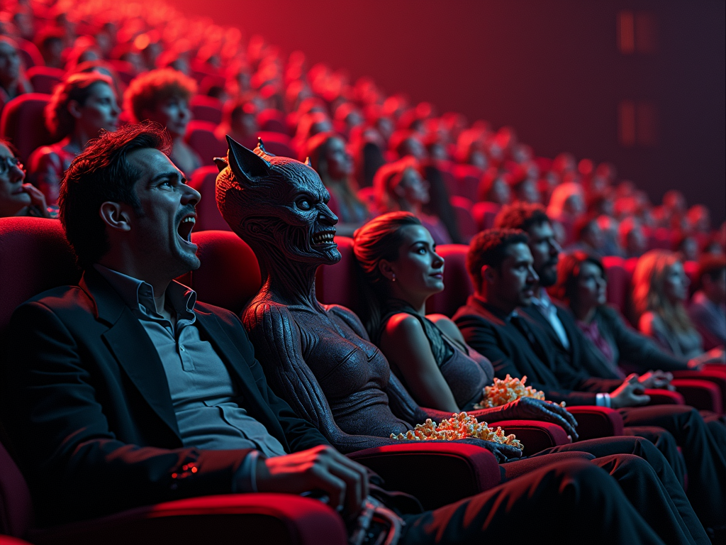 Film Festival Audience in Red Theater